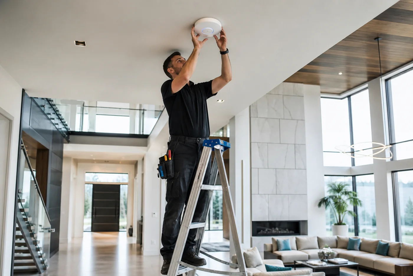 Professional ceiling access point installation